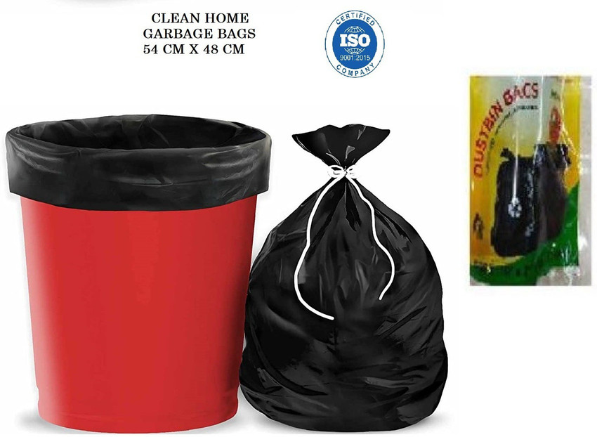 Clean Home Garbage Bags Roll 54 X 48 Cm Medium Size Dustbin Covers Dustbin Bags with Tie Thread Pack of 3 Roll Each Roll Contains 30 Bags Total 90