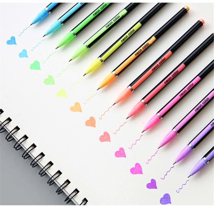GLAZU 24 ColorsSet Gel Pen Metallic Marker Pens Neon Color Sketch Pen  Creative Ballpoint Pen