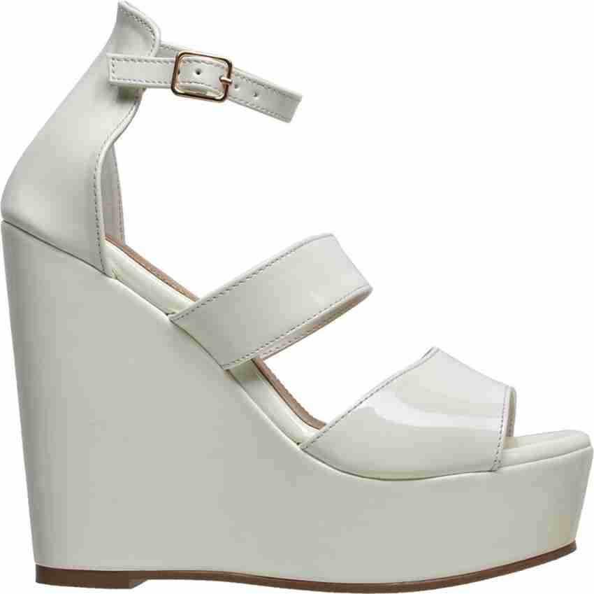 White wedges closed discount toe