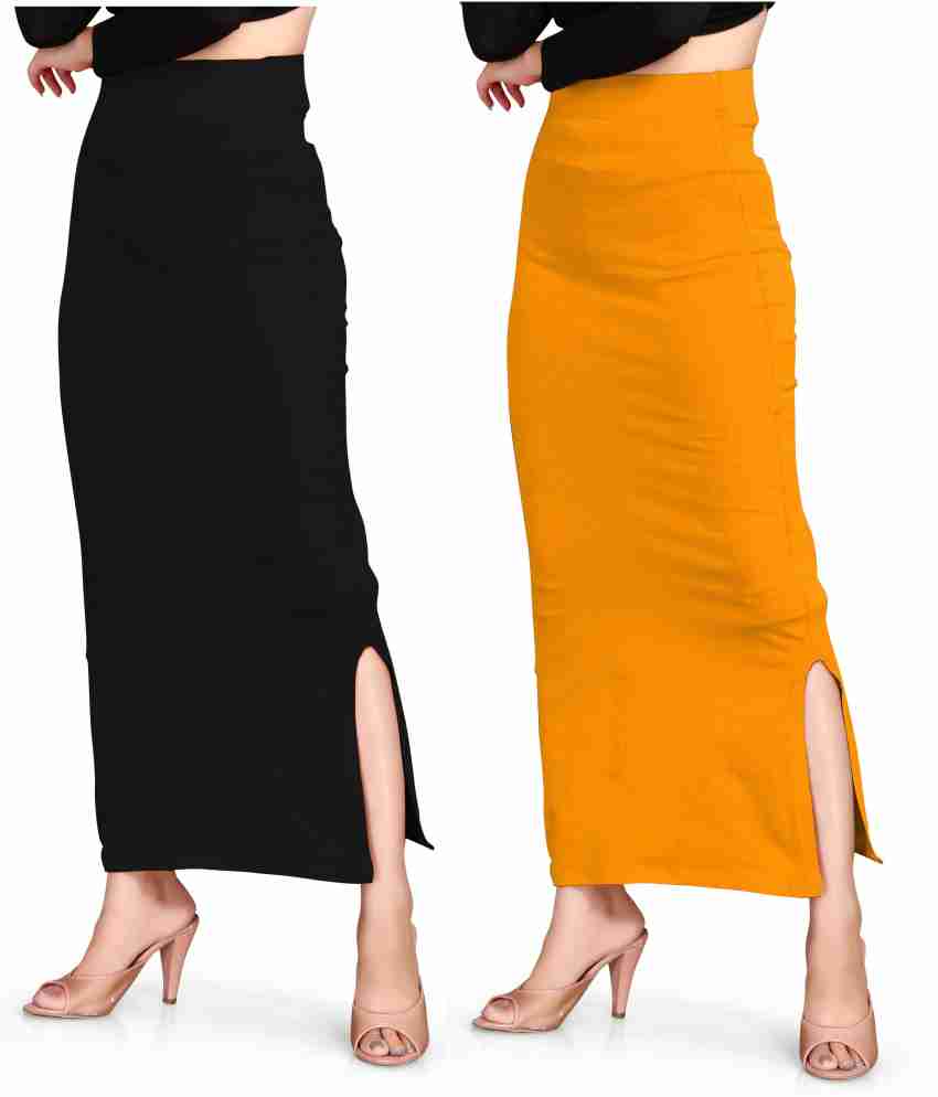 SCUBE DESIGNS Saree Petticoat Black & Mustard Yellow (S) Lycra Blend  Petticoat Price in India - Buy SCUBE DESIGNS Saree Petticoat Black &  Mustard Yellow (S) Lycra Blend Petticoat online at