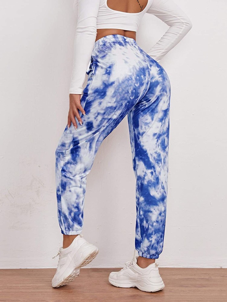 White and blue tie dye online joggers