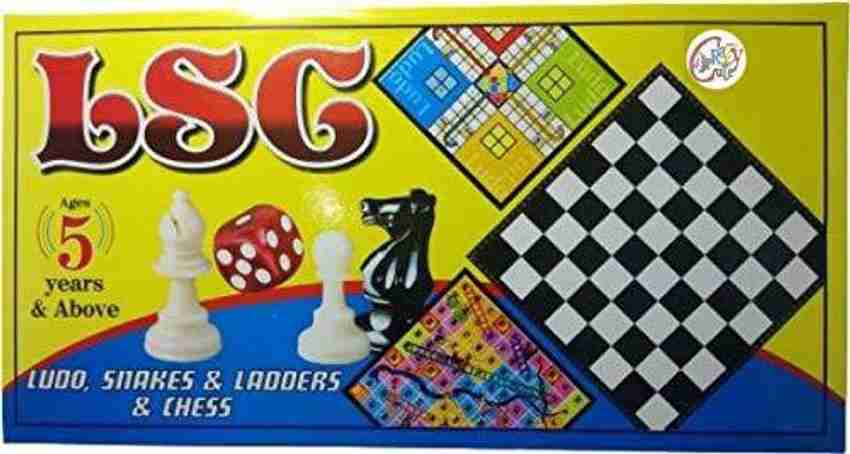 Ludo - Snakes & Ladders - Board Game - Foldable - with 4 Colours and 1 Dice