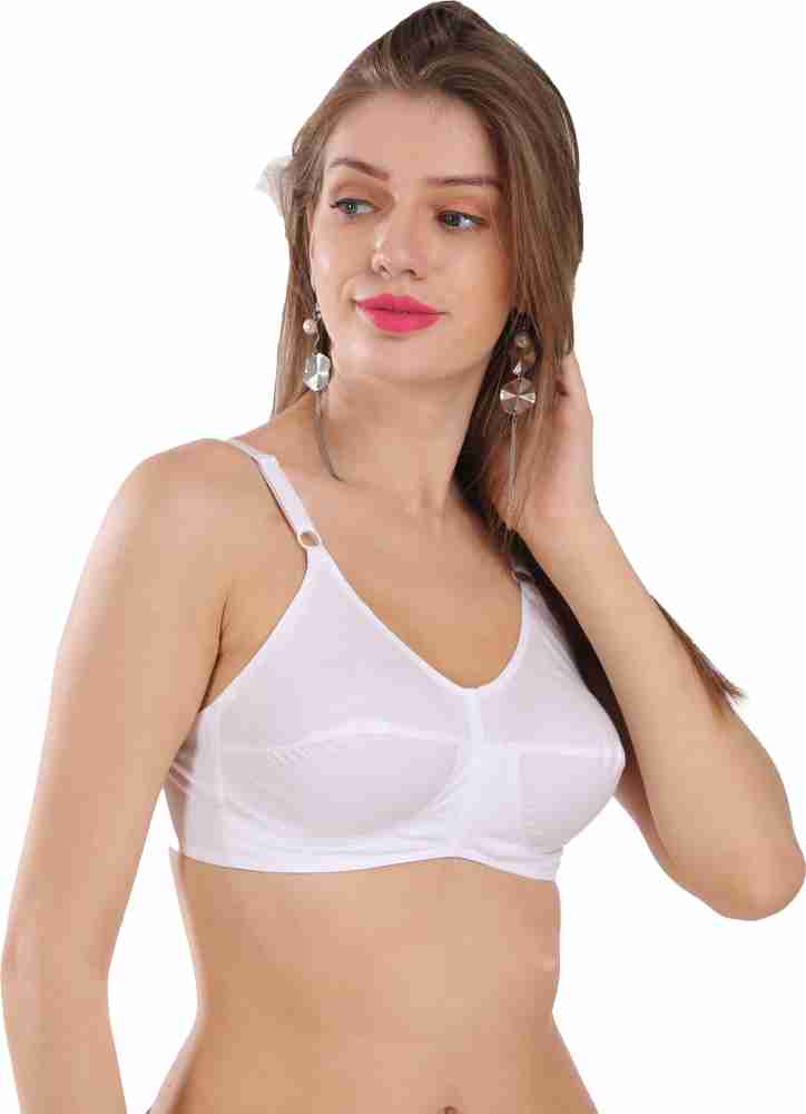 women Cotton /stylish/combo/latest/ girls ladies pure cotton non padded bra  combo bra seamed non wired bra in white skin color (Pack of 3)