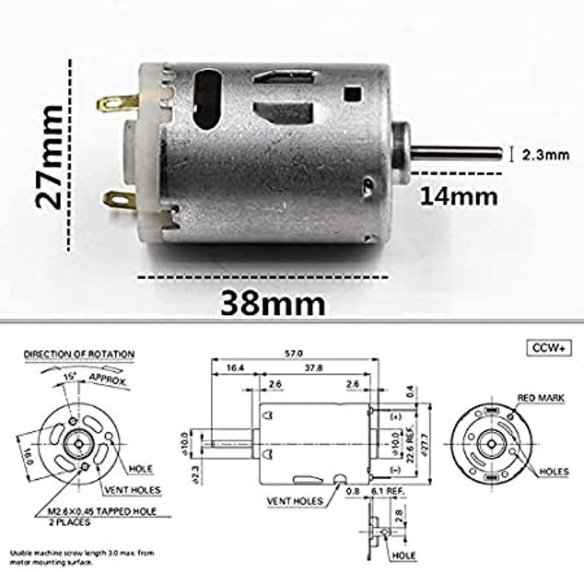 ERH India Pack of 3 Mini Hair Dryer Motor DC 12V 24V 8000RPM
