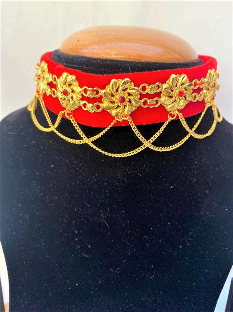 FebTech Flower With Red Stone Crip Chain Gulband Traditional
