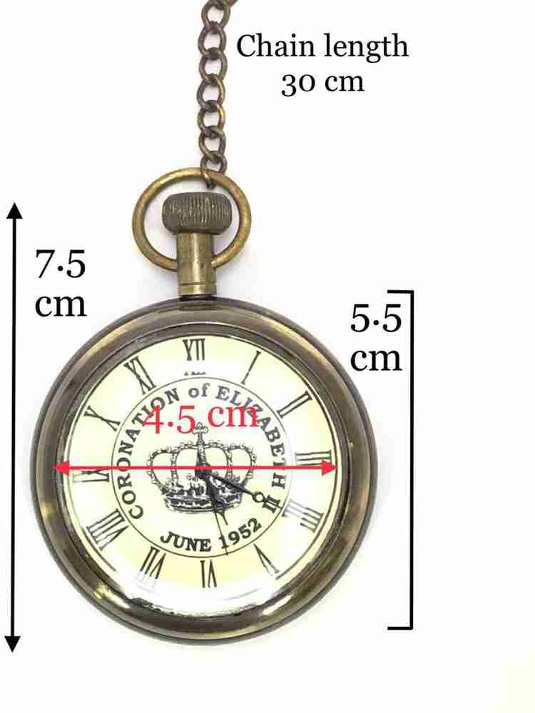 Mubco Antique Style Brass Pocket Watch with Chain Coronation of