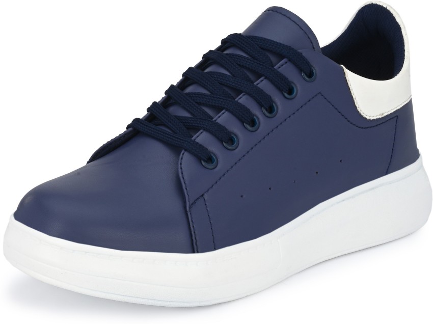 Navy blue leather hot sale tennis shoes