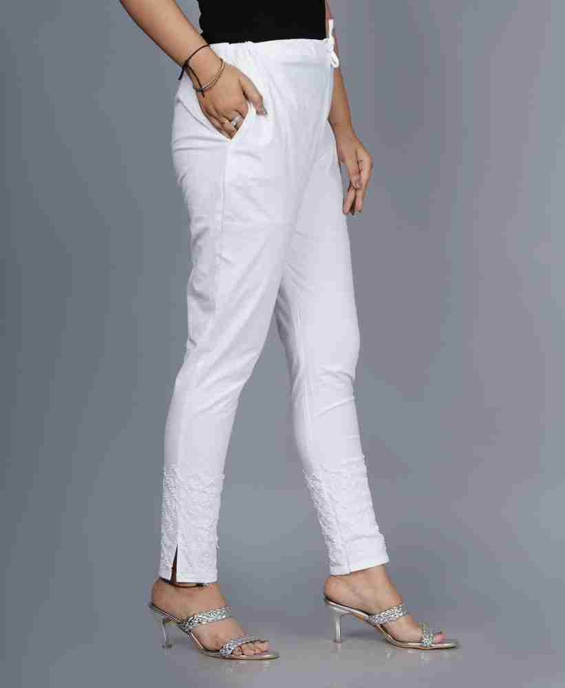 Lakhnavi Fabrics Slim Fit, Regular Fit Women White Trousers - Buy