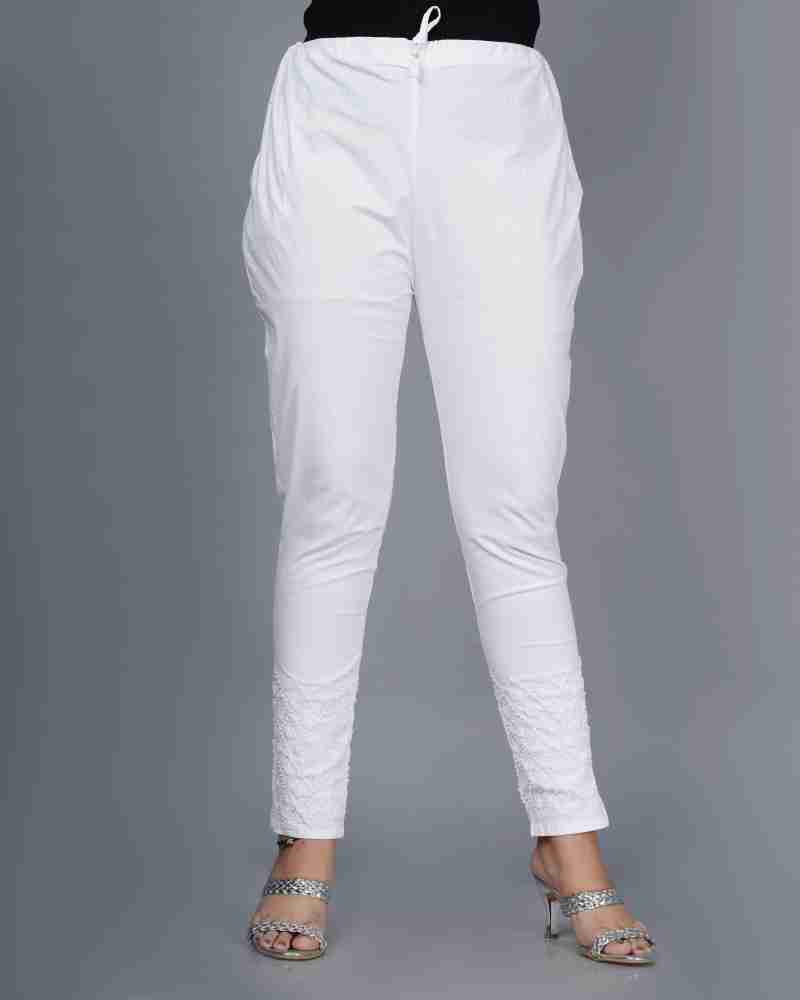 Lakhnavi Fabrics Slim Fit, Regular Fit Women White Trousers