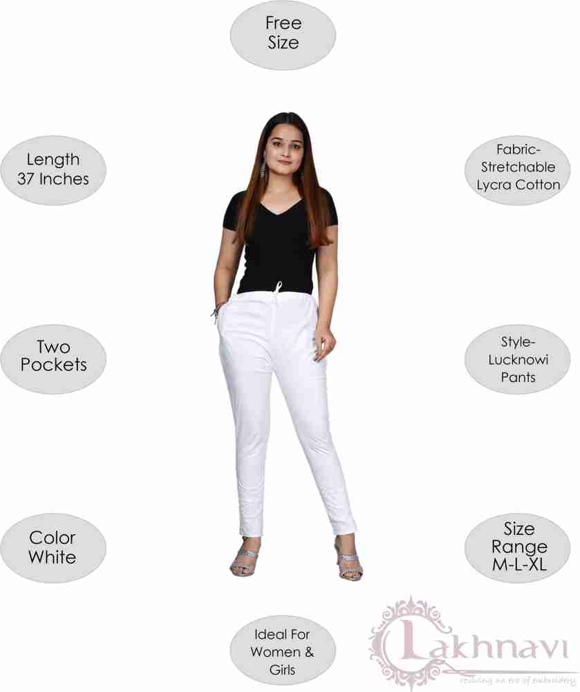 Lakhnavi Fabrics Slim Fit, Regular Fit Women White Trousers - Buy