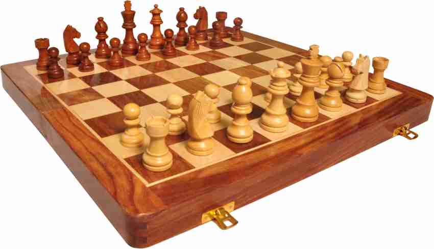 AMEROUS 12 x 12 Magnetic Wooden Chess Set for Kids and 6 up Age, 2 Bonus  Extra Queens, Folding Board with Storage Slots, Handmade Chess Pieces