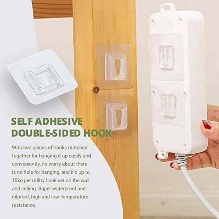 Double Sided Adhesive Hooks|20 Pack Double Sided Wall Hook+4 Pack Wall  Hanger Holder|13.2lb(Max) | Wall Hooks for Hanging, Self Adhesive Hooks for
