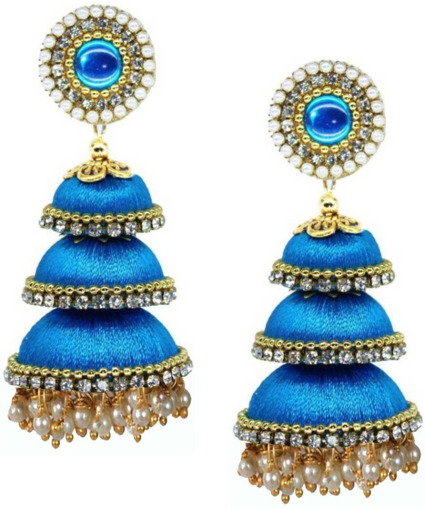 Silk thread beads on sale earrings