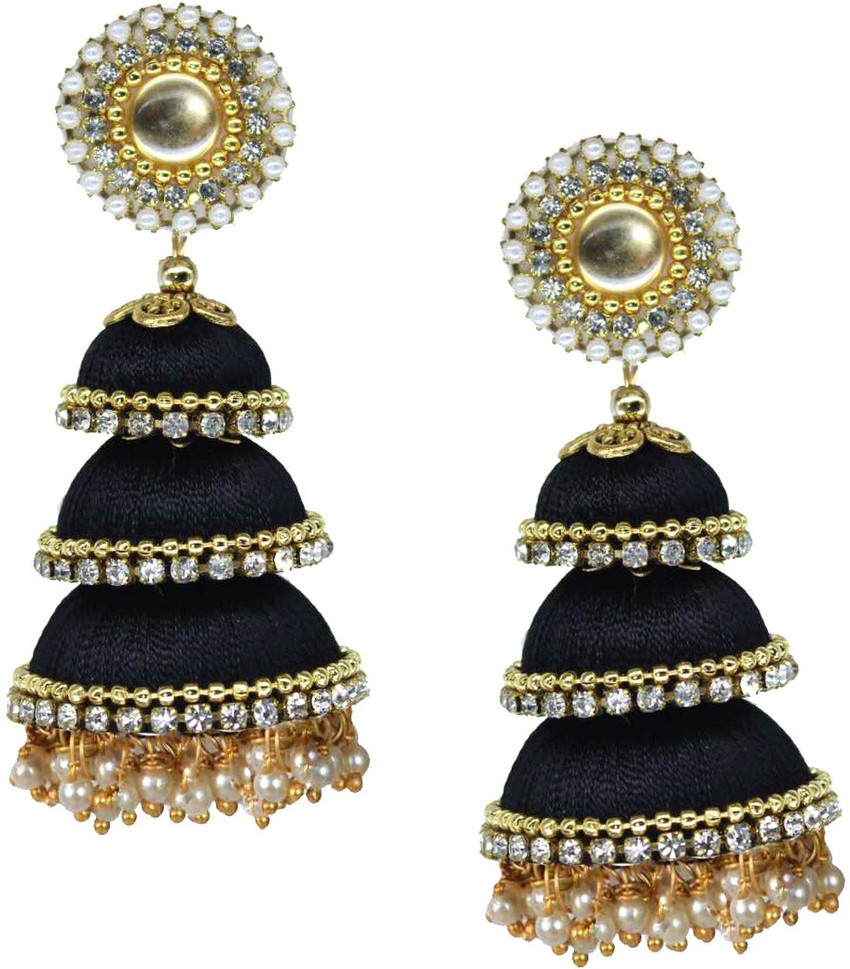 Flipkart Buy Sanj Three Step Silk Thread Earrings Jhumki For