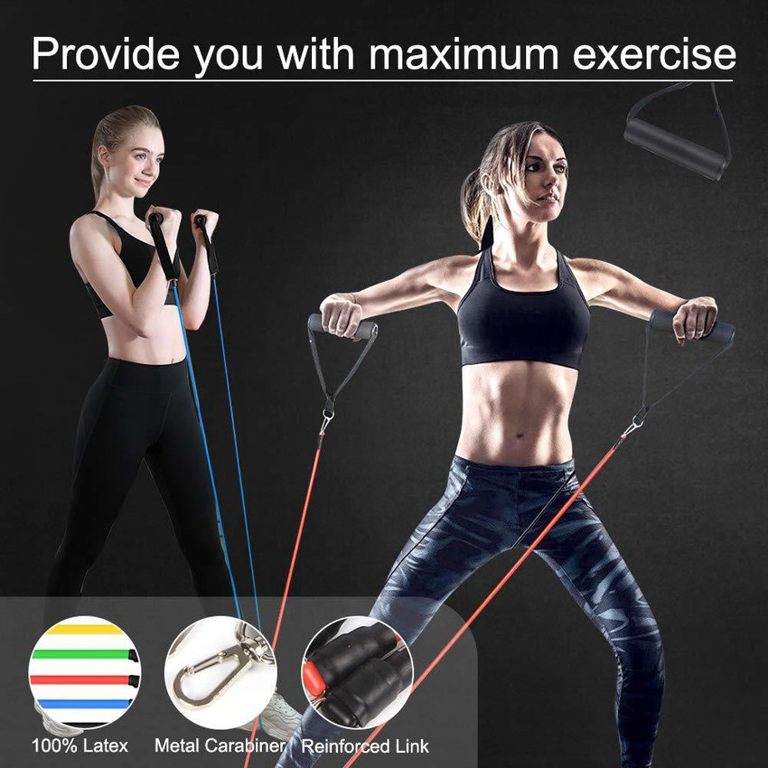 LYOS Resistance Exercise Bands with Handles 5 Fitness Workout