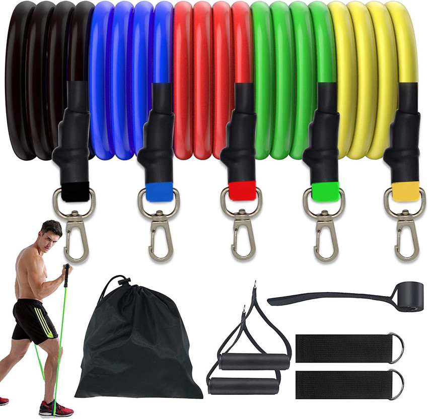 LYOS Resistance Exercise Bands with Handles 5 Fitness Workout