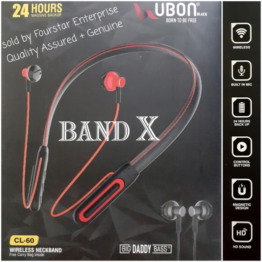 Ubon CL 60 BAND X BIG DADDY BASS 24 HOURS BACKUP Bluetooth Headset