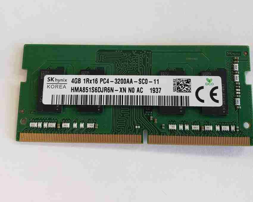 Sk Hynix PC4-3200AA , 1RX16 SODIMM DDR4 4 GB (Single Channel) Laptop  (HMA851S6DJR6N-XN)