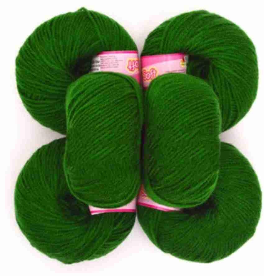 RCB Vardhman Kintting Yarn 100% Acrylic Wool (Dark Green) Baby Soft 4 ply  Wool Ball Hand Knitting Wool/Art Craft Soft Fingering Crochet Hook Yarn, Needle  Knitting Yarn Thread Dyed (6 PC) Shade