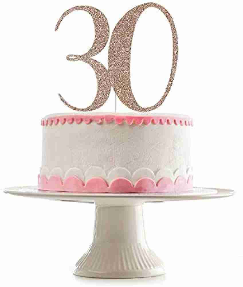 Rose Gold Glitter 30th Birthday Cake Topper, Rose Gold Birthday