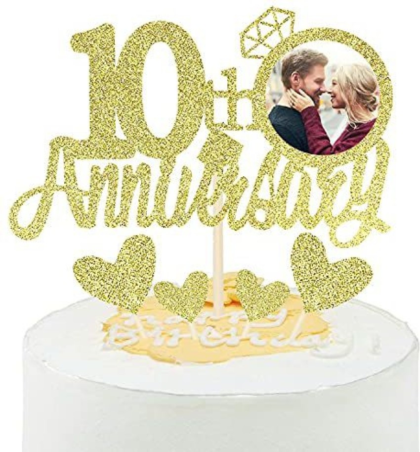 Happy 10th Anniversary Gold Stars Edible Cake Topper Image ABPID57215 – A  Birthday Place
