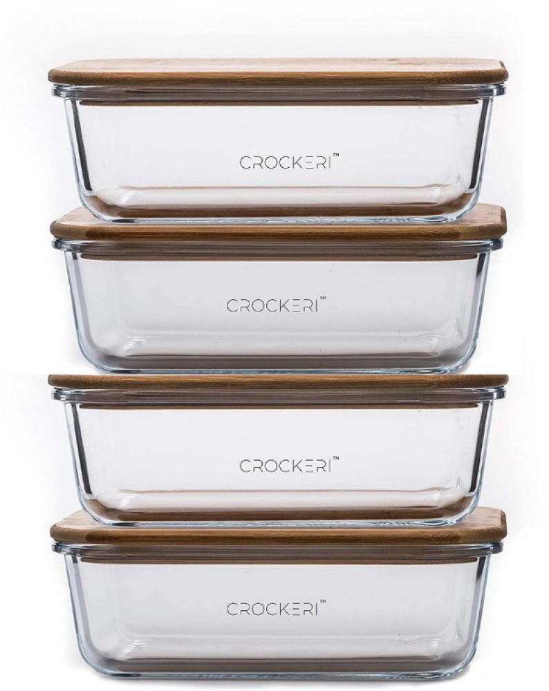 Glass food storage box 570 ml, with 2 separate compartments