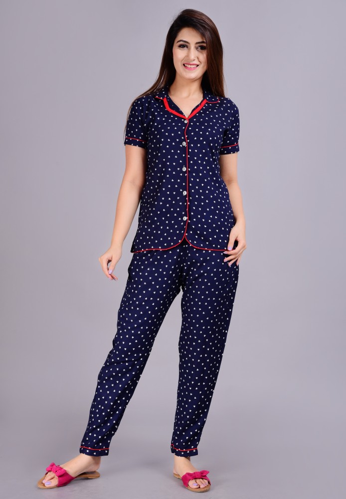 Ldhsati Women Girls Rayon Cotton Printed Top Pyjama Night Suit