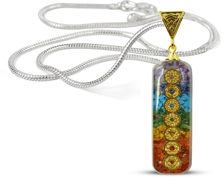 REIKI CRYSTAL PRODUCTS 7 Chakra Orgone Pendant Natural Orgonite