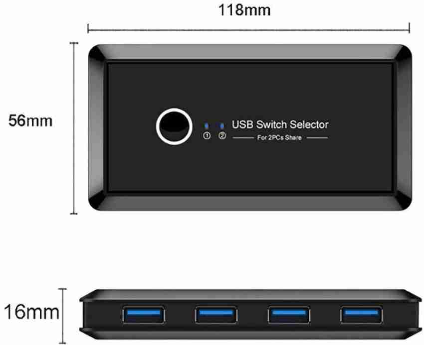 KCEVE USB 3.0 Switch, USB Switch Selector 4 Computer Sharing 4 USB Devices  KVM Switcher Box for Share Printer, Scanner, Mouse, Keyboard, Compatible  with Mac/Windows/Linux, with 4 Pack USB 3.0 Cables 