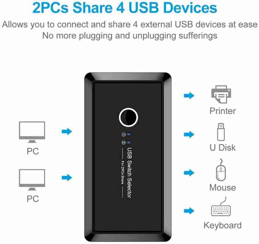 USB 3.0 Two-Way Sharer USB Switch 2 in 1 Out for Printer Keyboard