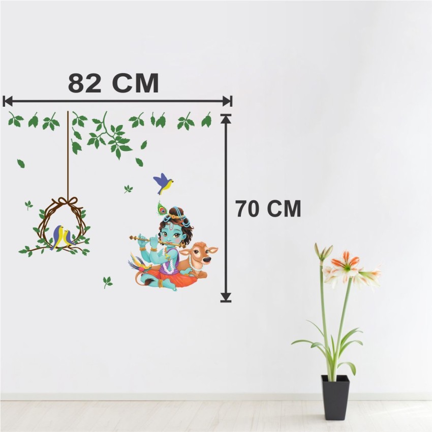 Saiii Designs 82 Murli Krishna And Birds Stickers Wall Stickers