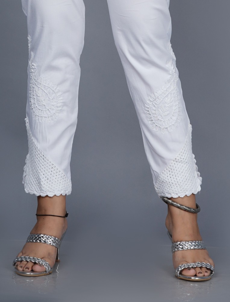 Pulsar Straight Cotton Stitched Trousers Sleek White Trouser