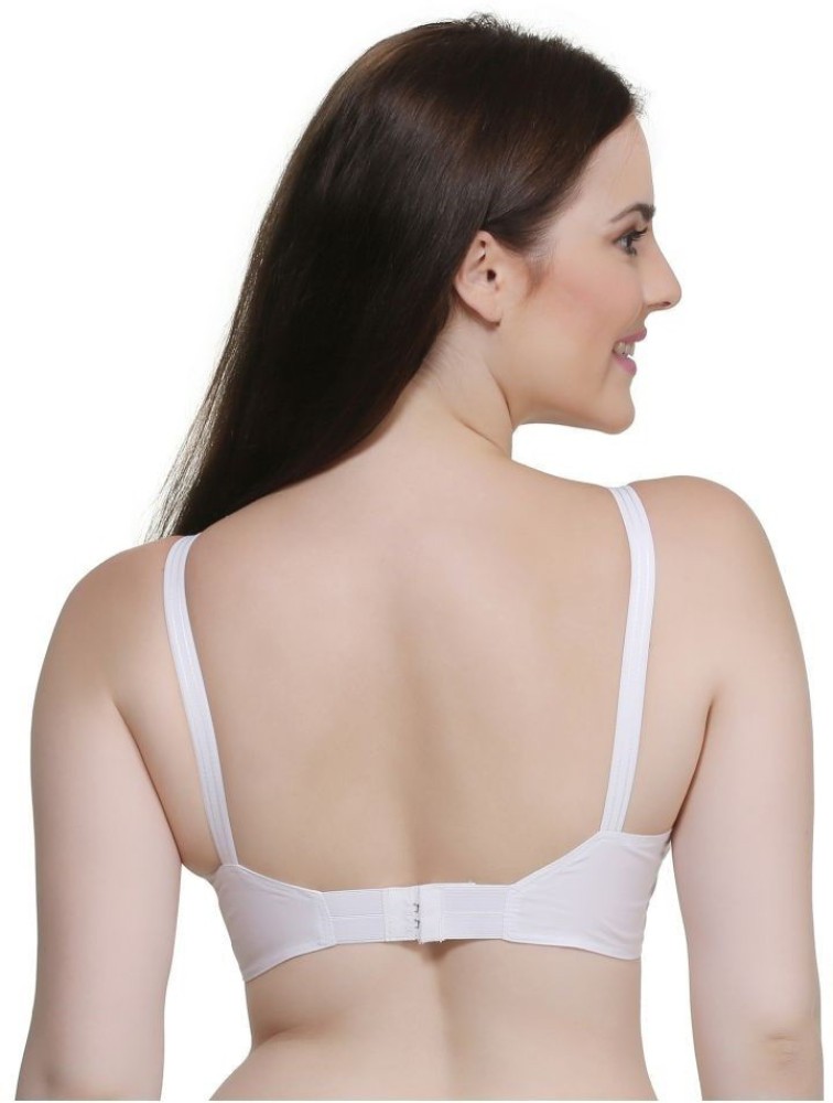 Beautifull Women Centre Elastic Non Padded Cotton Bra (White Pack Of 2)