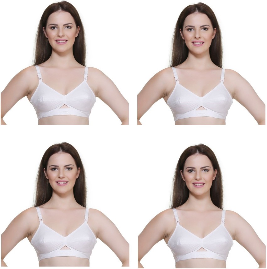 Buy PRIME LOVE® Women's Center Elastic Cotton Non Padded Full Coverage  Seamed t Shirt Bra White at