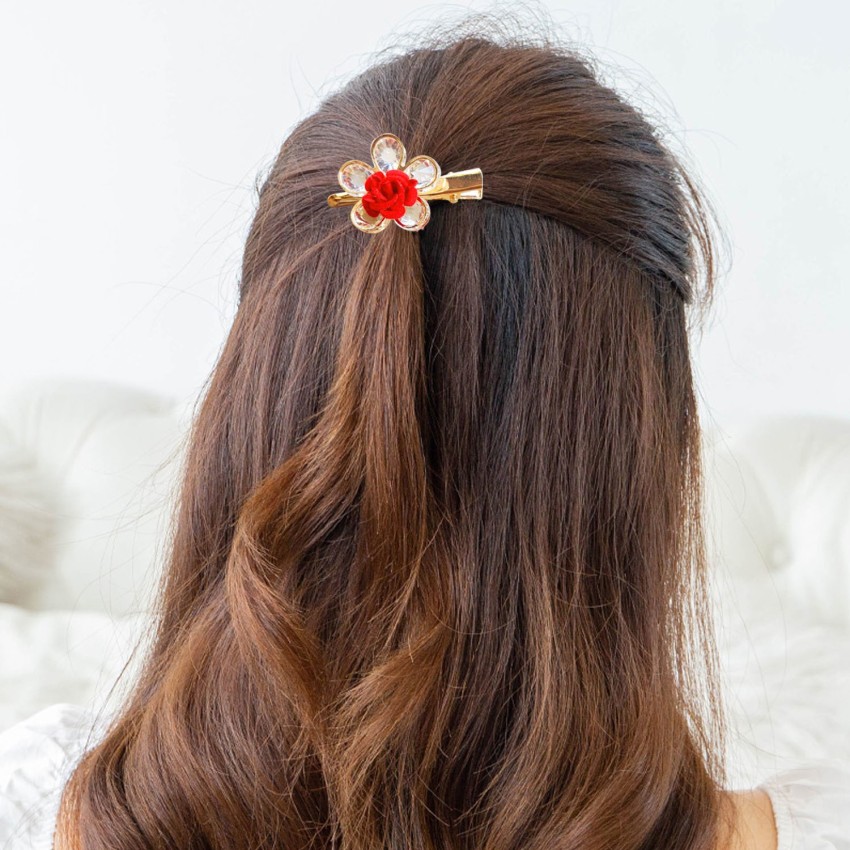 GOLD METAL CRYSTALS HAIR CLIP