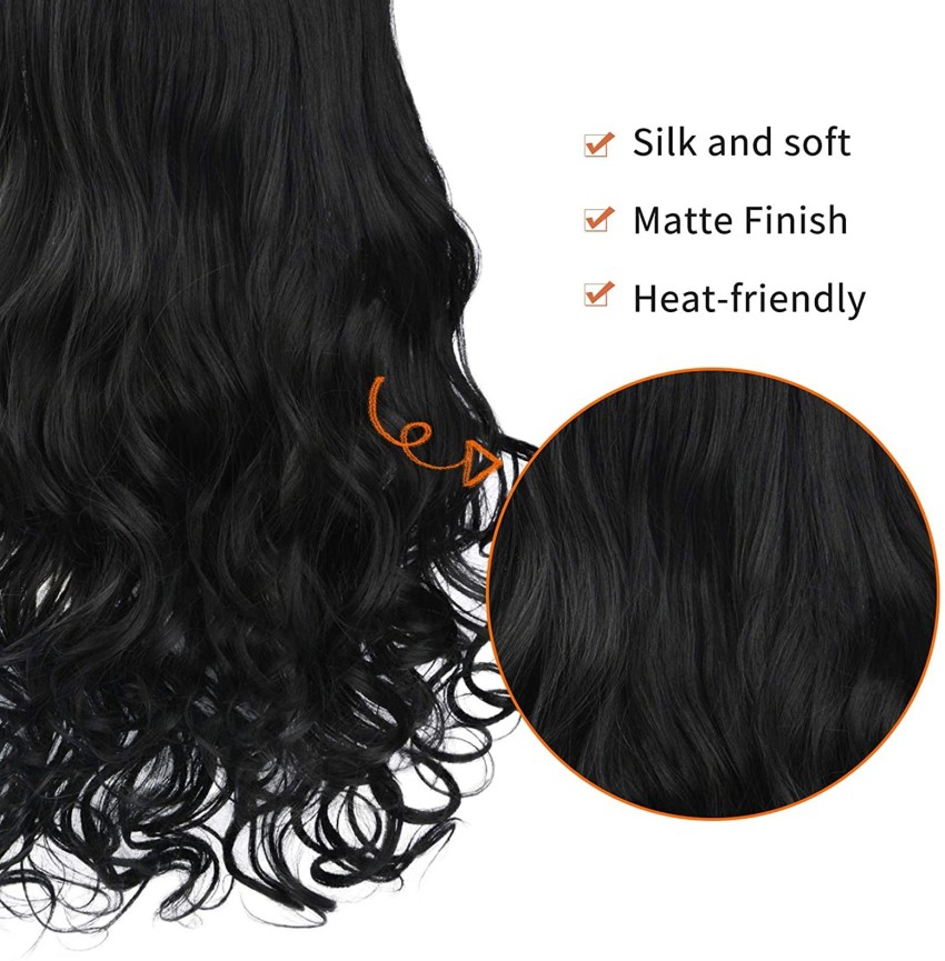 4pcs Clip in Corn Curl Wavy Hair Extensions, Human Hair Extensions 20 inch Long Water Pattern Wavy Hair Extensions Synthetic Clip on Hairpiece for