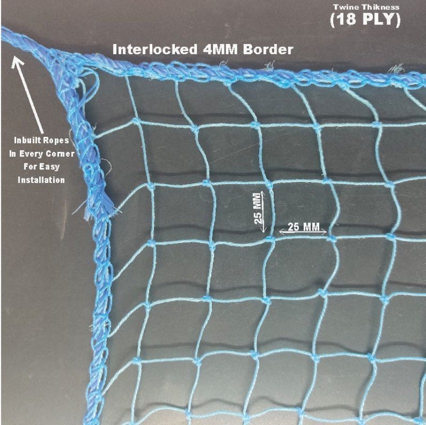Amz Sports Nets B-18PLY-10 FT x 12 FT Nylon Mesh Balcony Net / Bird Net /  Monkey Net Child Protection Net (BLUE) 18 PLY 10 FT X 12 FT Insect Net Price