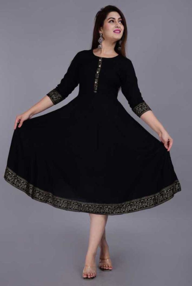 Plain black hot sale anarkali kurta