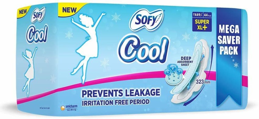 Sofy Cool Extra Long Sanitary Pads 54 Pieces Online - Sofy India