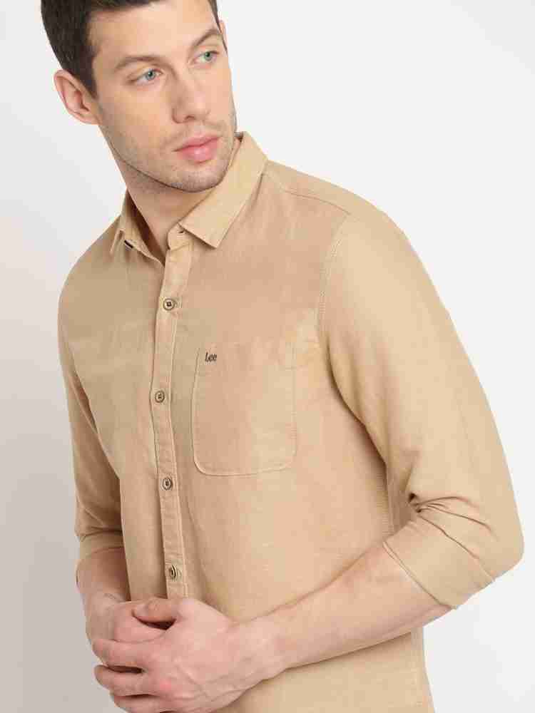 LEE Men Solid Casual Beige Shirt - Buy LEE Men Solid Casual Beige Shirt  Online at Best Prices in India