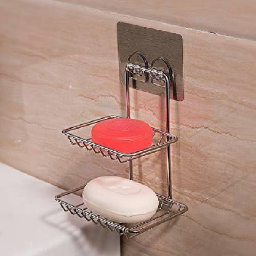Soap Dish Holder 2 Tiers Soap Rack Holder Wall-Mounted Soap Bar Caddy Self  Draining Shampoo Bar Soap Rack Stainless Steel Shower - AliExpress