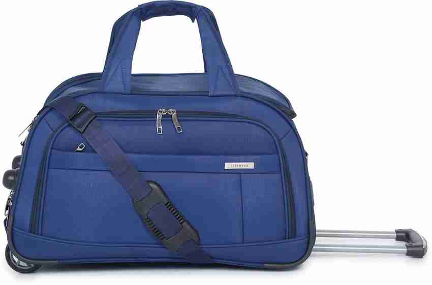 Teakwood Leathers Blue Solid Medium Sized Duffel Trolley Bag Check