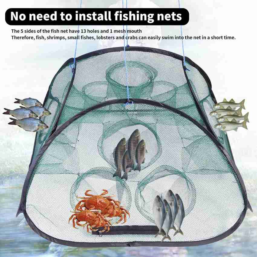 Foldable Round Drop Cage Fishing Nylon Mesh Net Adjustable Shrimp