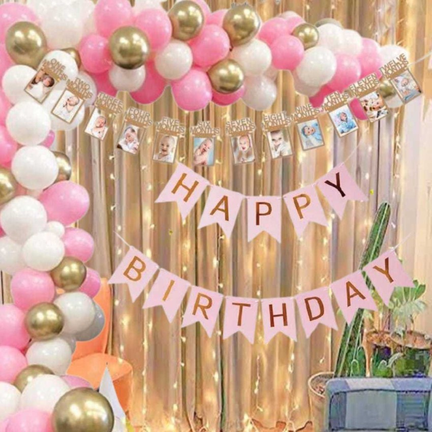 Girl's first Birthday decorations. Party for little girl. Number one on  background . Interior decoration for a kids child birthday is 1 year in  ultra Stock Photo - Alamy