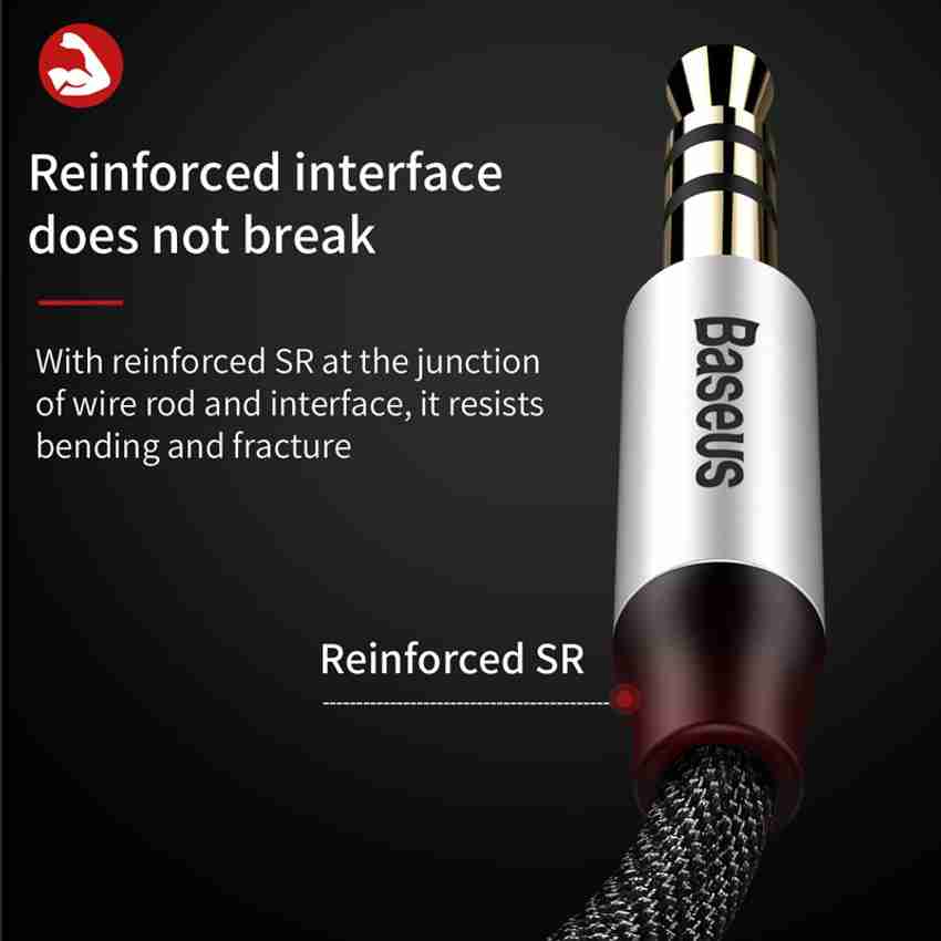 Baseus AUX Cable 1.5 m Nylon Braided Cable Audio Yiven 3.5mm Male Aux M30 1.5m Silver & Black - Baseus : Flipkart.com