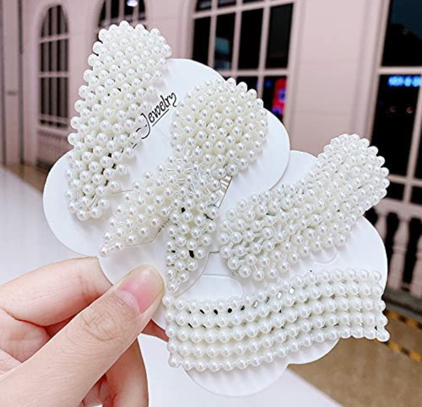 HOMEMATES 8 Piece Korean Style Pearl Hair Clips Large Hair Clips