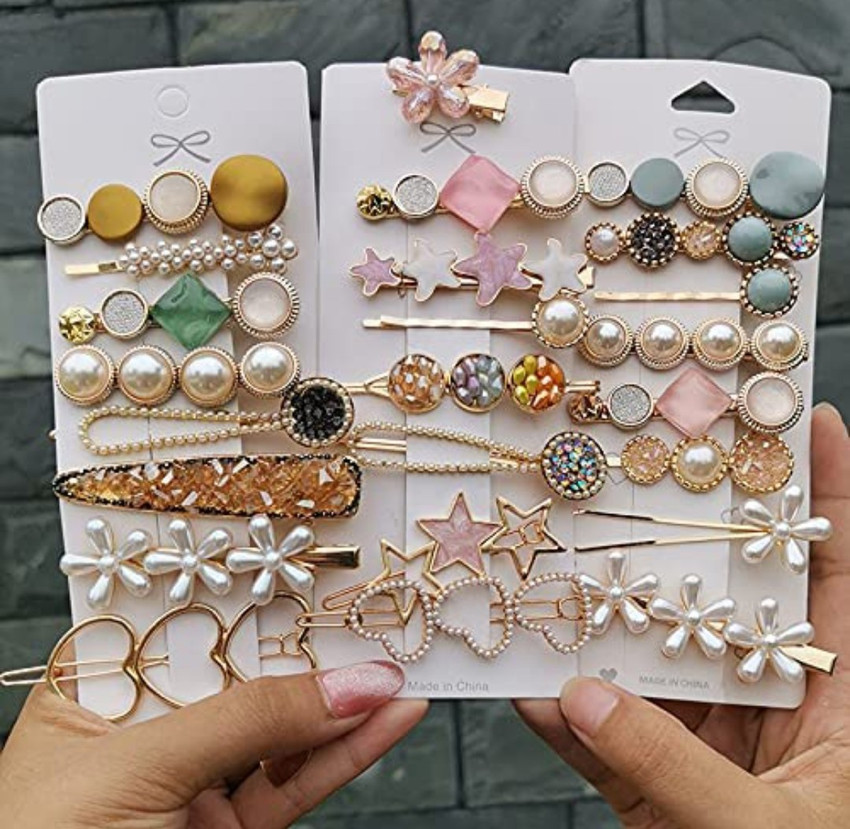 AmazingKarts 24 Piece Korean Style Pearl Barrettes Women s Set