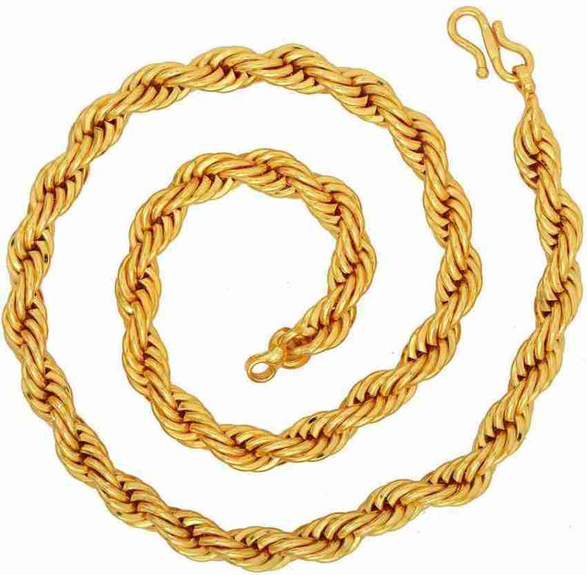 zebisco thick rope 4mm heavy gold plated brass chain for mens and