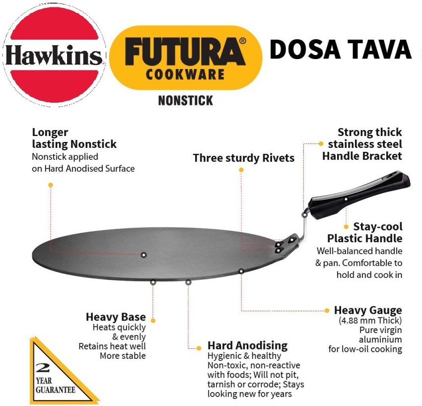 Hawkins Futura Nonstick Aluminium Dosa Tawa 30Cm Black