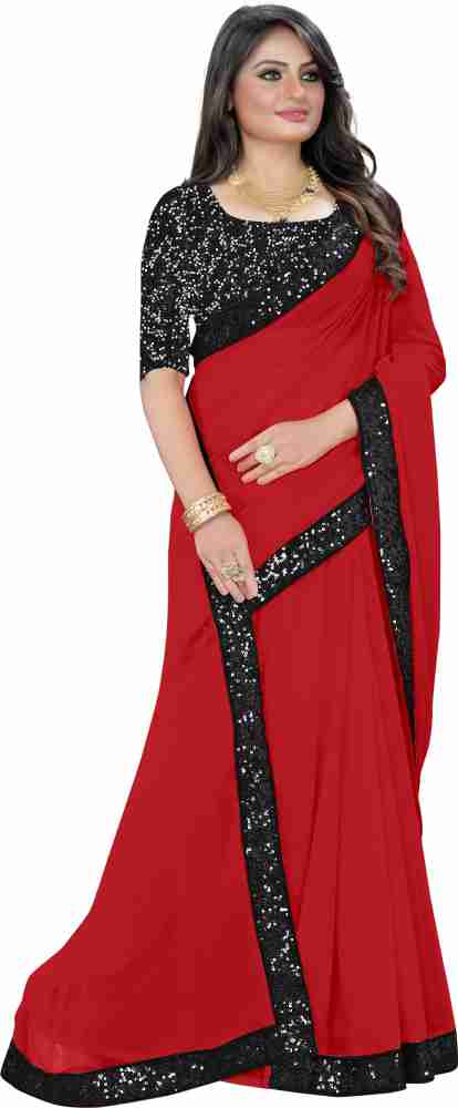 FASHION RELOADER Solid Plain Bollywood Georgette Saree